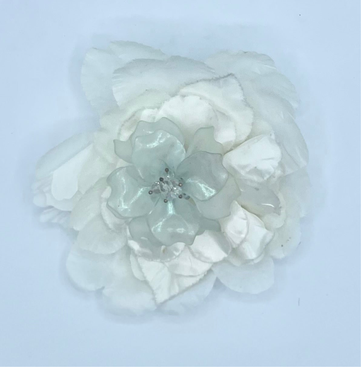 Floral bridal pin , cool shimmer
